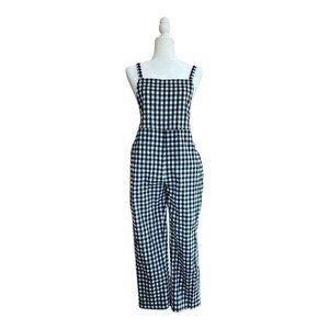 Gingham Overalls | Black & White Checkered | Straight-Leg Jumpsuit